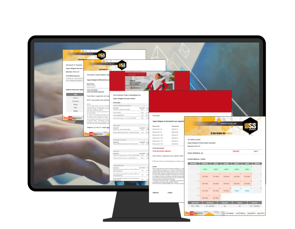 Exemplos de emails enviados pelo sisALERT